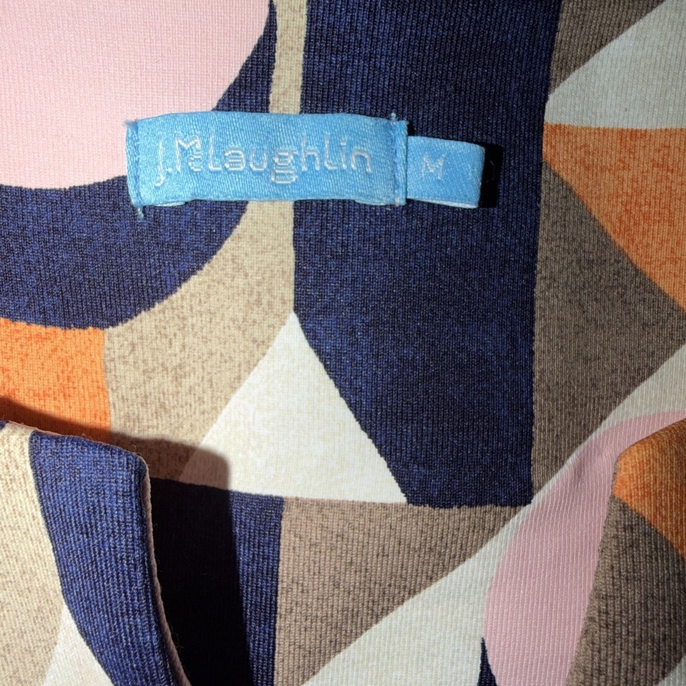 J.McLaughlin Catalina Cloth Geometric Print Dress - Size M - Navy Pink Orange - Picture 4 of 6